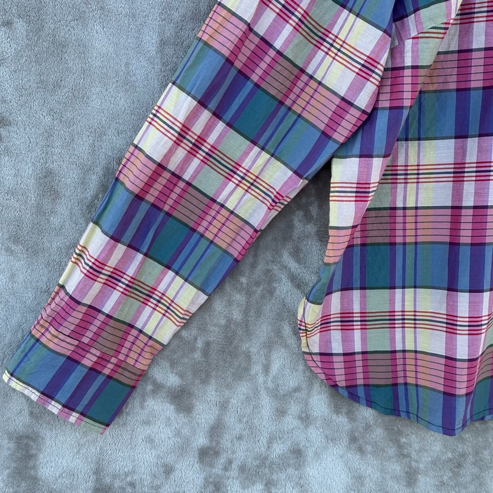 J.Crew Women’s Plaid button down Popover Shirt Long Sleeve Classic Fit Sz L - Picture 3 of 15